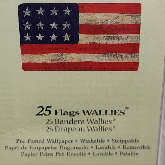 Flag Wallies Pre Pasted Wallpaper Cutouts 12114 Set of 25 Crafts Parades Books - Picture 10 of 12